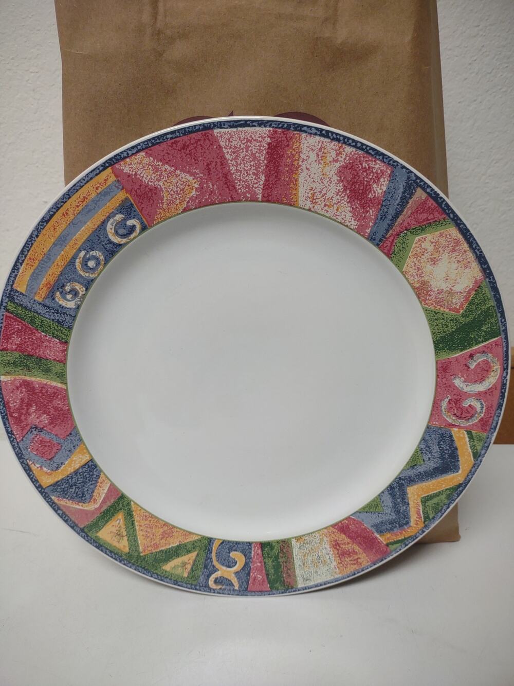 Furio Mesa H097/9 Ceramic Chop Plate Serving Platter 12.5" Tribal Southwest rim